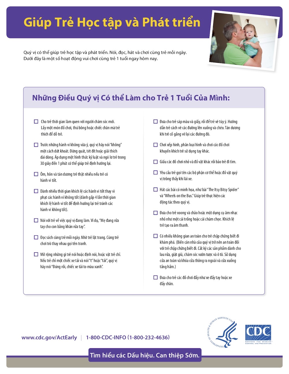 Tips CDC 1 tuổi