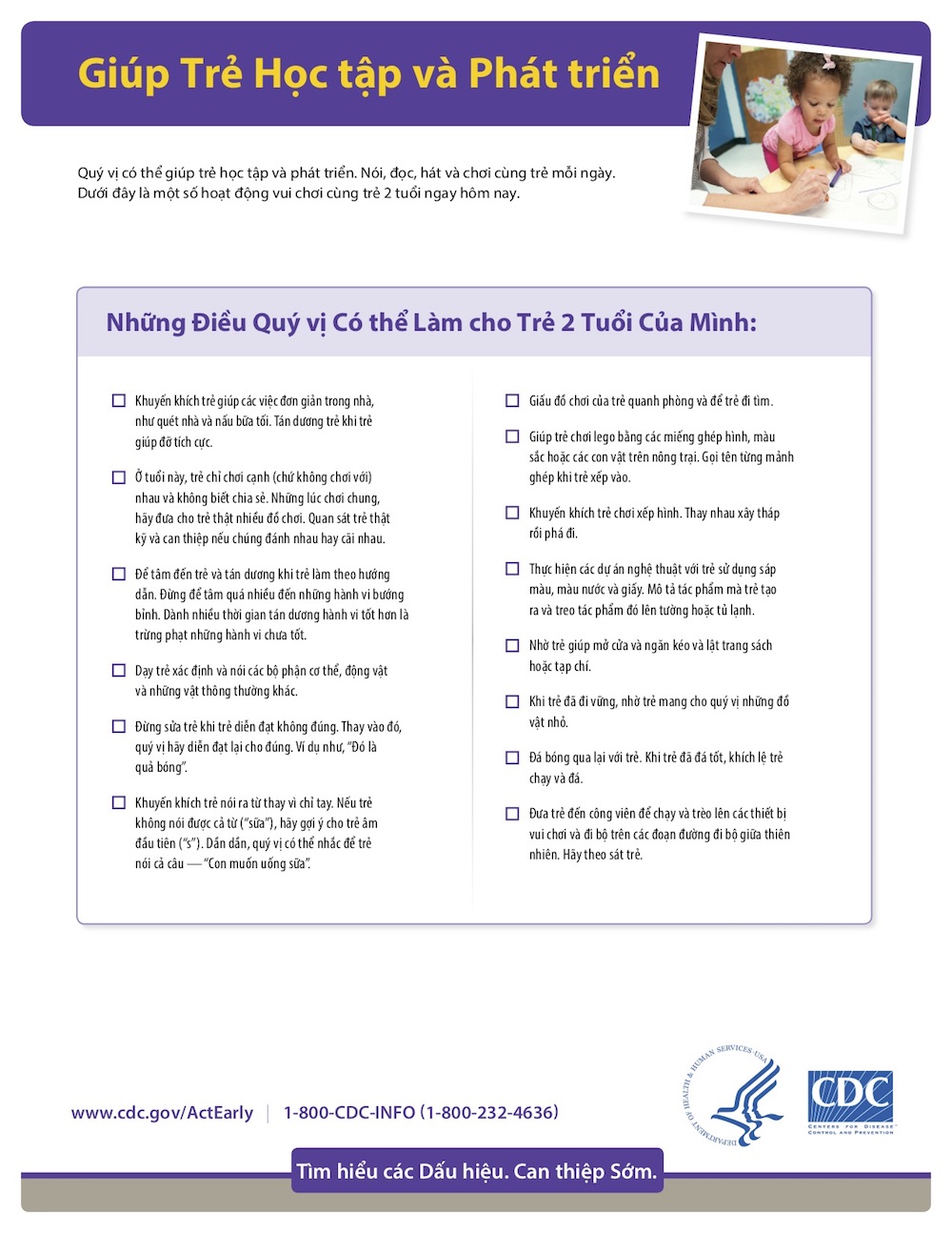 Tips CDC 2 tuổi