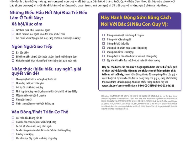 Các Mốc Phát Triển Của Trẻ