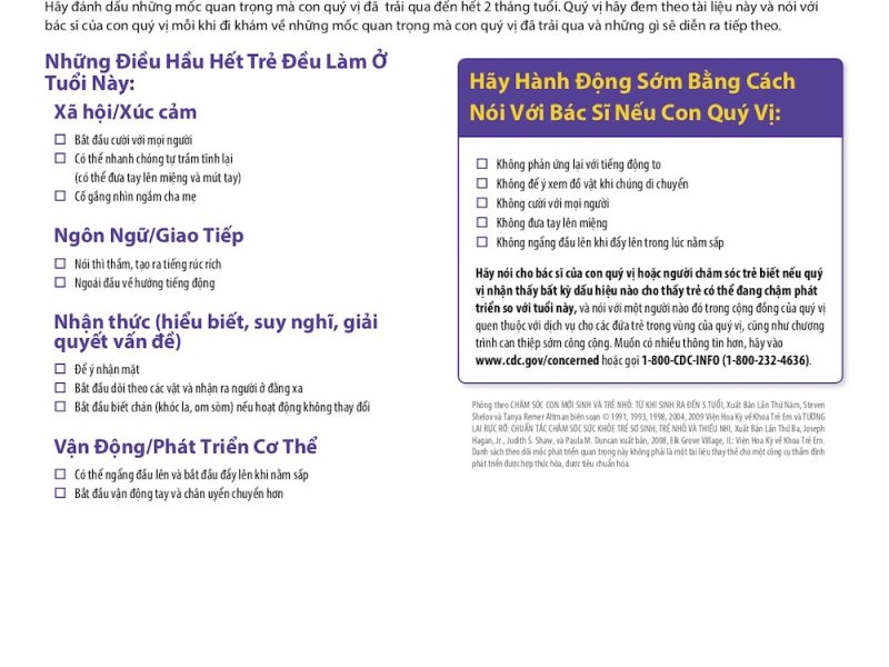 Các mốc phát triển của trẻ — Bảng kiểm 0–5 tuổi